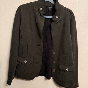 Eileen Fisher Green Button-Up Cardigan Merino Wool